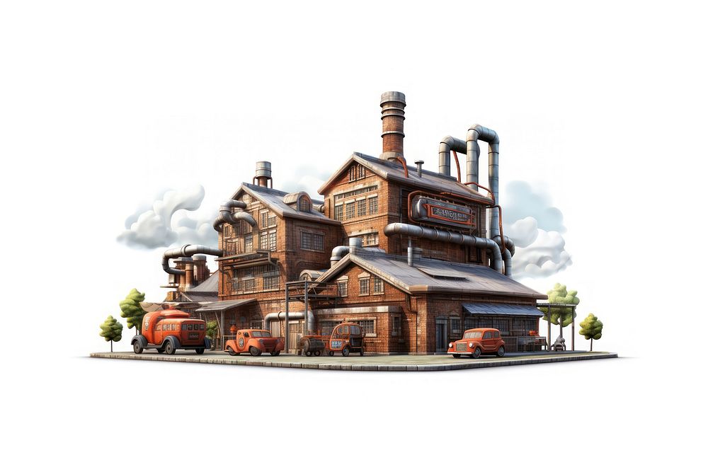 Factory architecture building wood. AI generated Image by rawpixel.