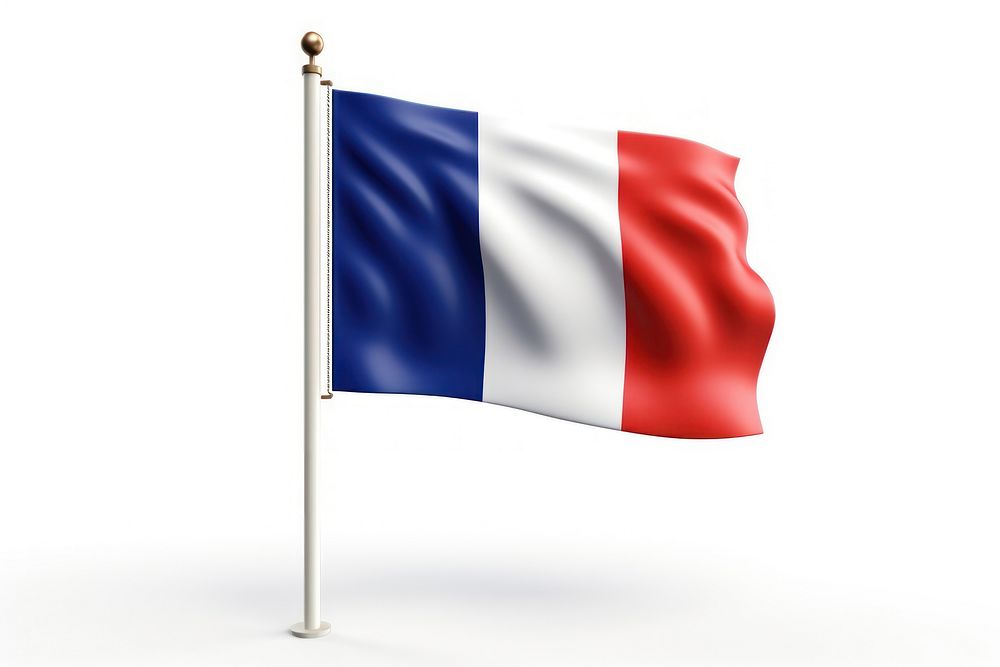 France flag pole white background patriotism. AI generated Image by rawpixel.
