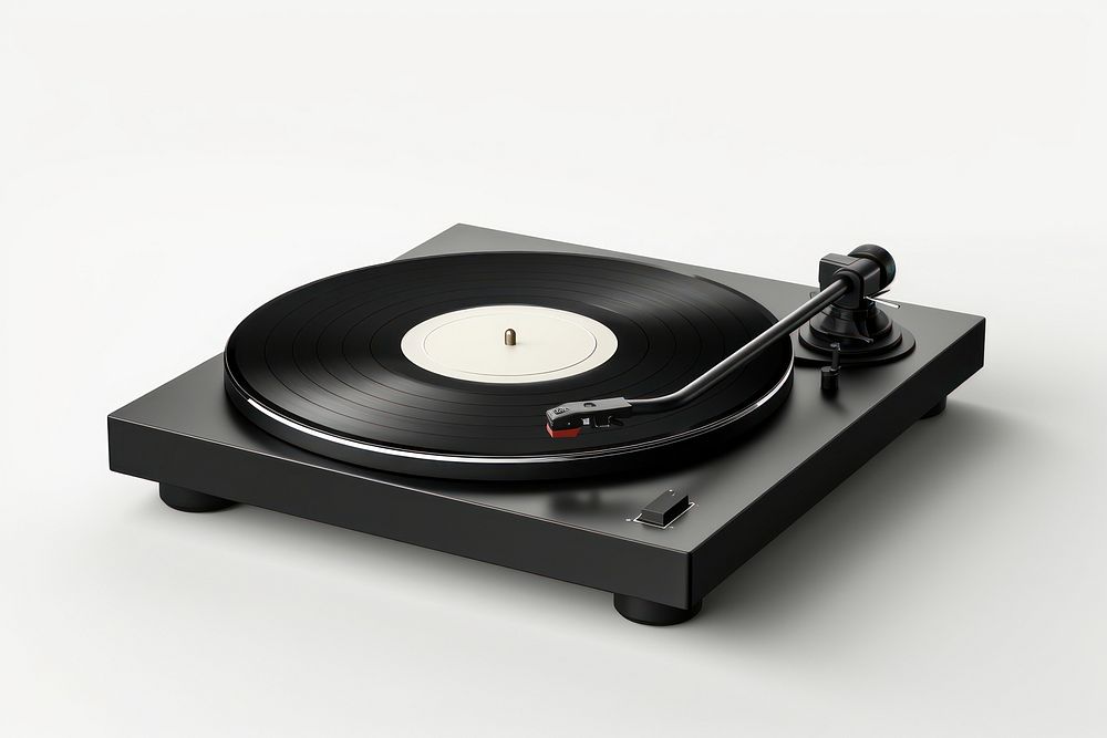 Vinyl record player electronics black white background. AI generated Image by rawpixel.