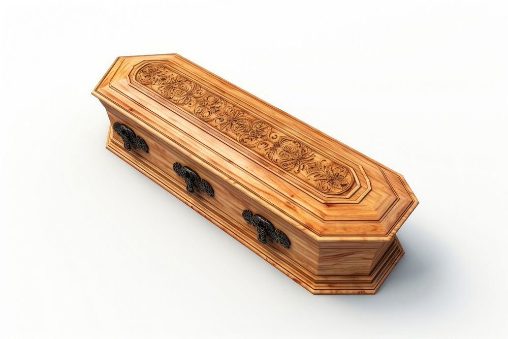 Wood coffin white background letterbox history. AI generated Image by rawpixel.