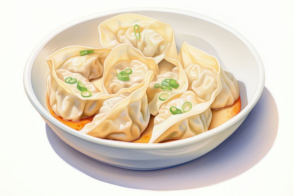 Wonton soup dumpling food meal. AI generated Image by rawpixel.