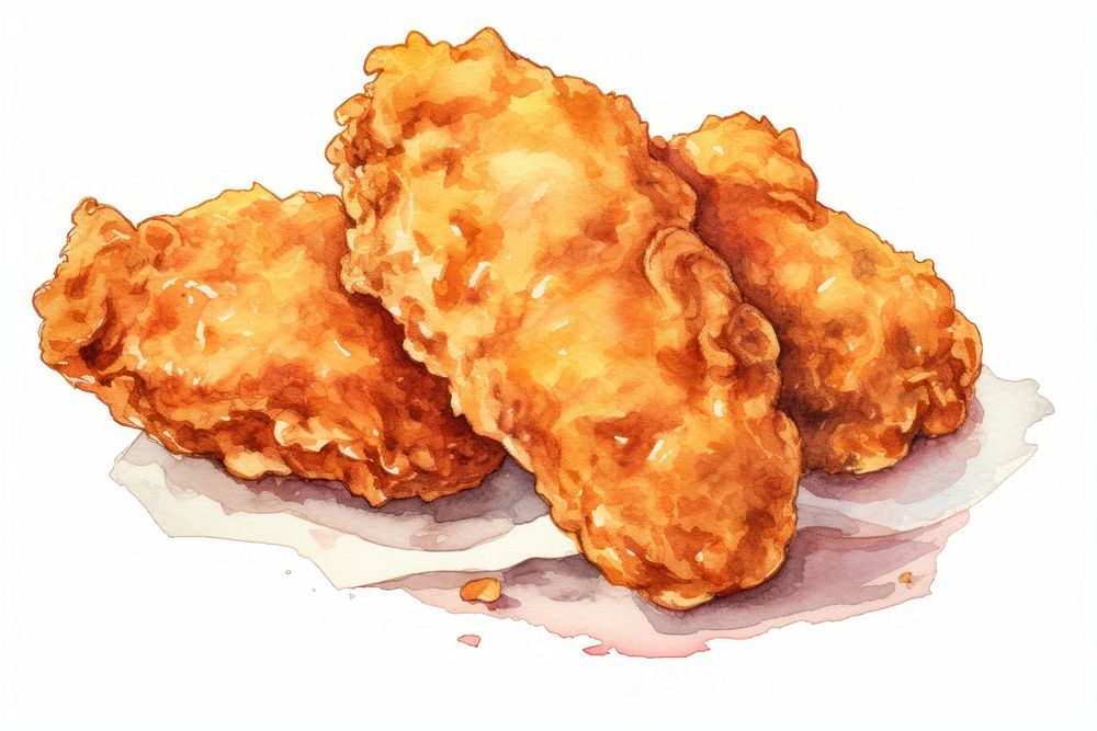 Fried chicken food white background freshness. AI generated Image by rawpixel.