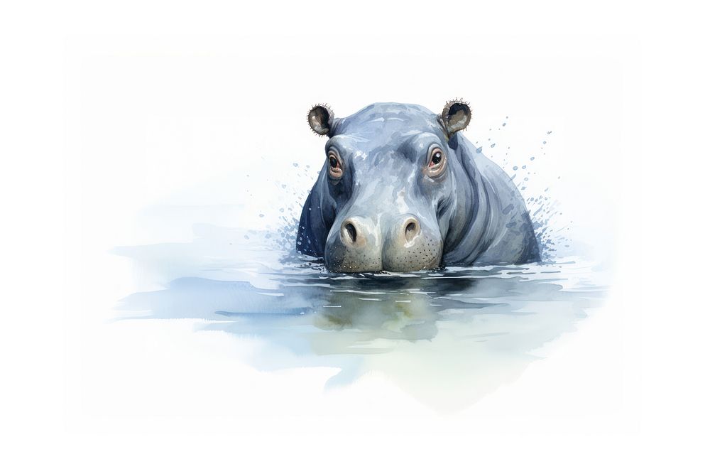 Hippo wildlife swimming animal. AI generated Image by rawpixel.