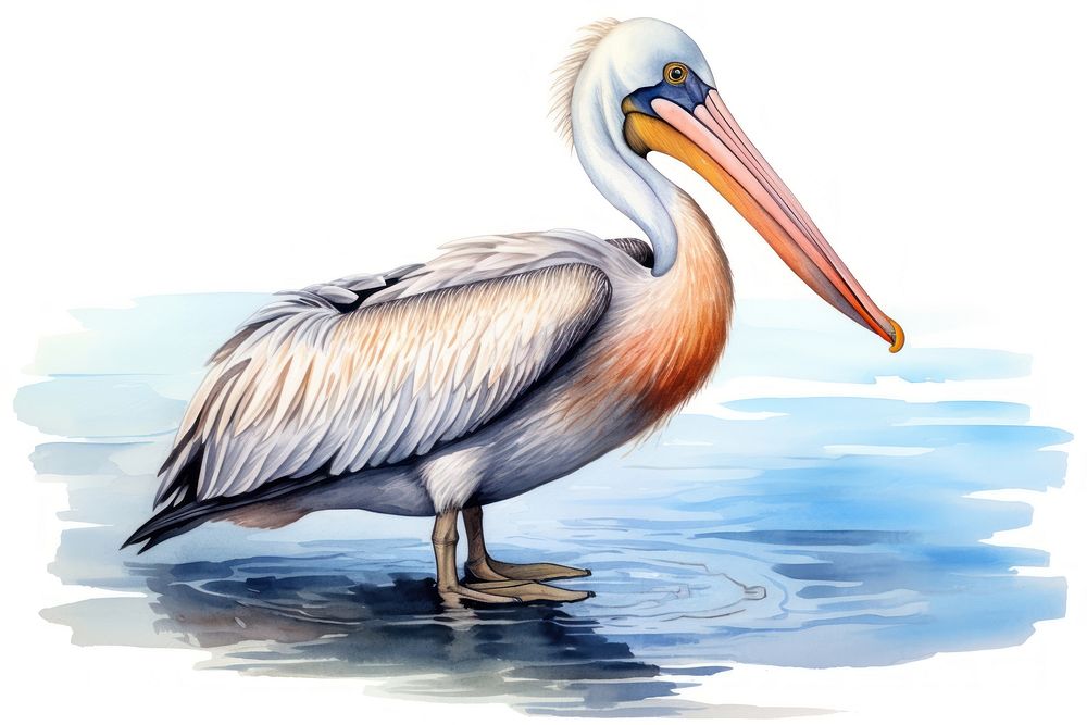 Beach pelican drawing animal. AI generated Image by rawpixel.