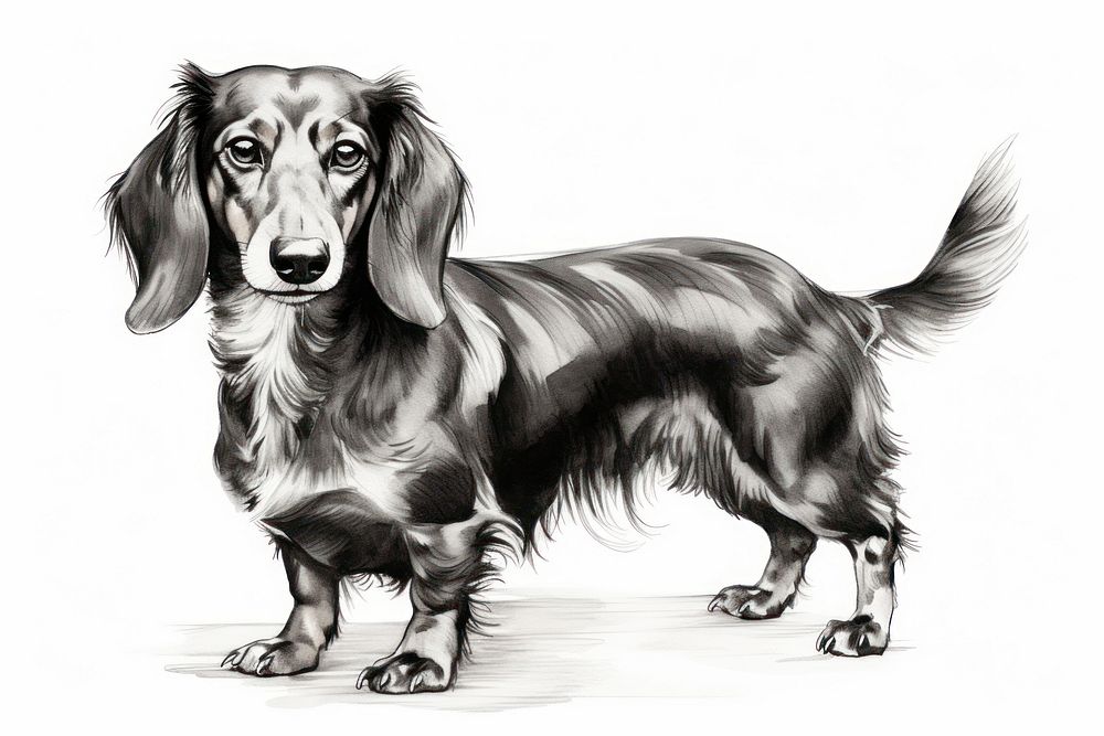 Dog drawing dachshund animal. AI generated Image by rawpixel.