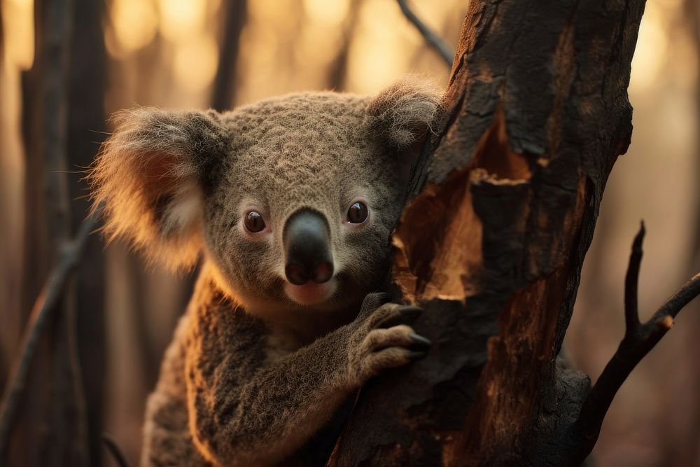 Sad koala wildlife animal mammal. AI generated Image by rawpixel.