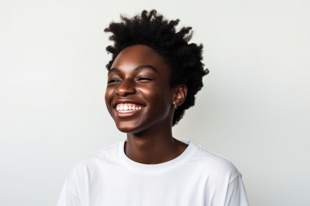 Happy diverse african teen portrait laughing smile. AI generated Image by rawpixel.