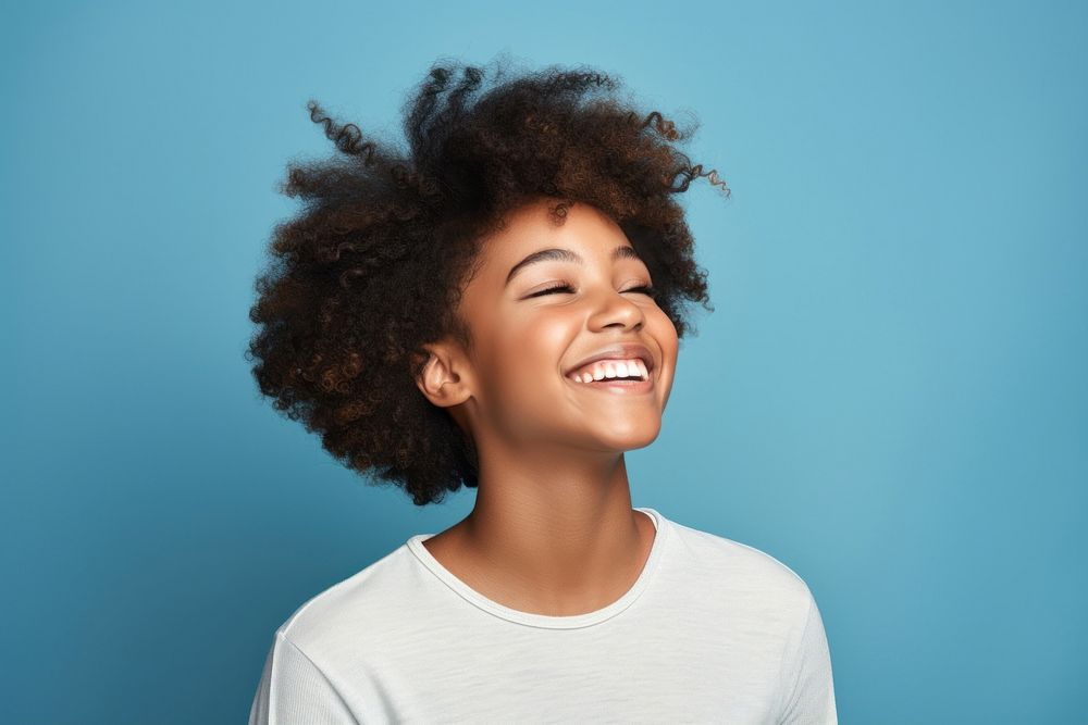 Happy diverse portrait african teen laughing adult smile. AI generated Image by rawpixel.