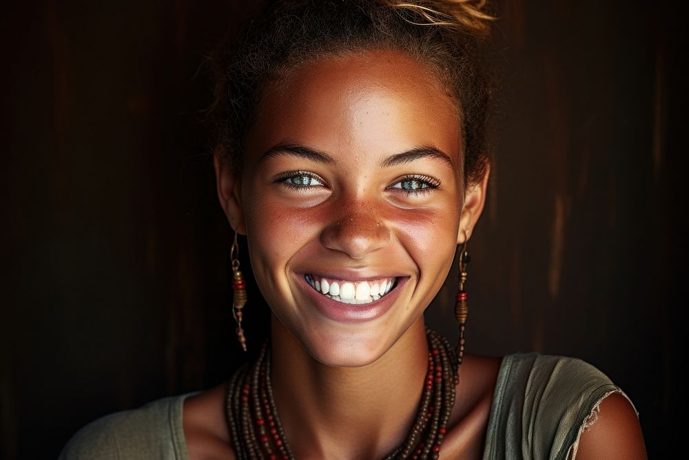 Girl smile necklace portrait. AI generated Image by rawpixel.