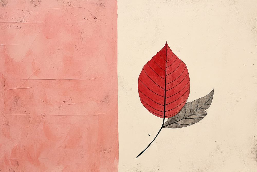 Red leaf painting plant paper. AI generated Image by rawpixel.