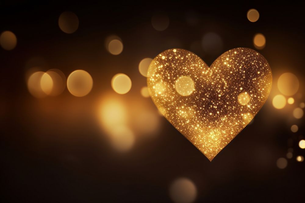 Gold heart glitter bokeh effect AI generated image by rawpixel