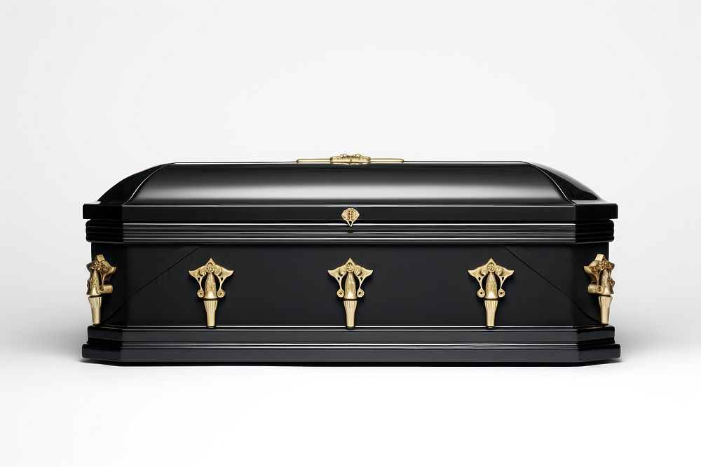 Black coffin gold white background letterbox. AI generated Image by rawpixel.