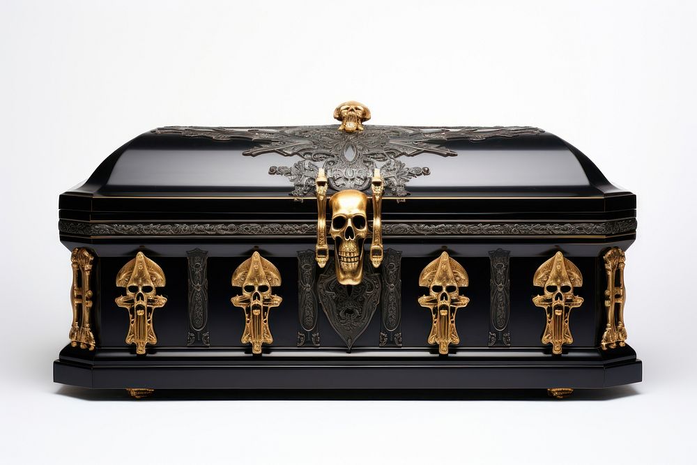 Black coffin gold white background architecture. AI generated Image by rawpixel.
