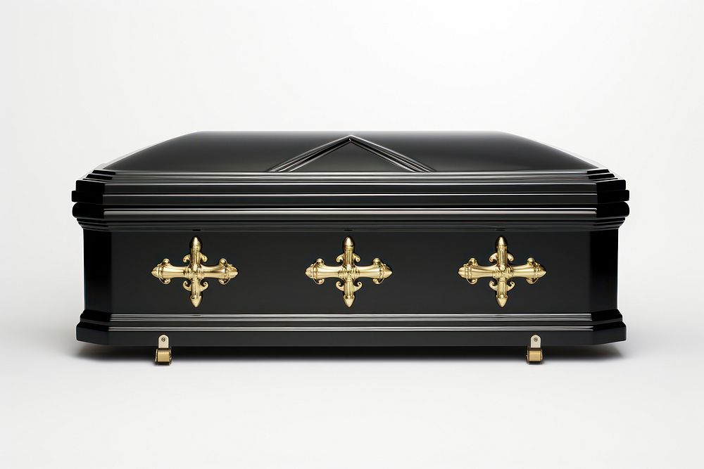Black coffin furniture cross gold. AI generated Image by rawpixel.