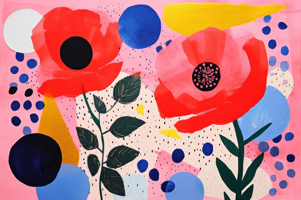 Flower art abstract painting. AI generated Image by rawpixel.