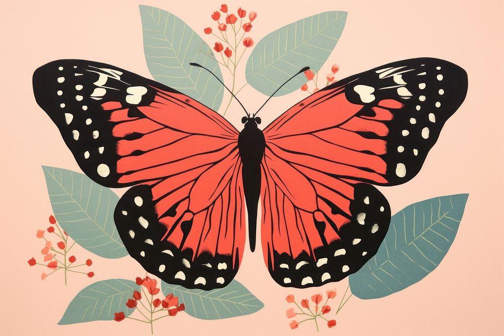 Butterfly art animal insect. AI generated Image by rawpixel.