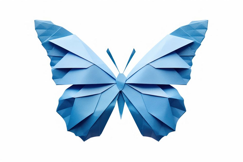 Butterfly origami paper blue white background. AI generated Image by rawpixel.
