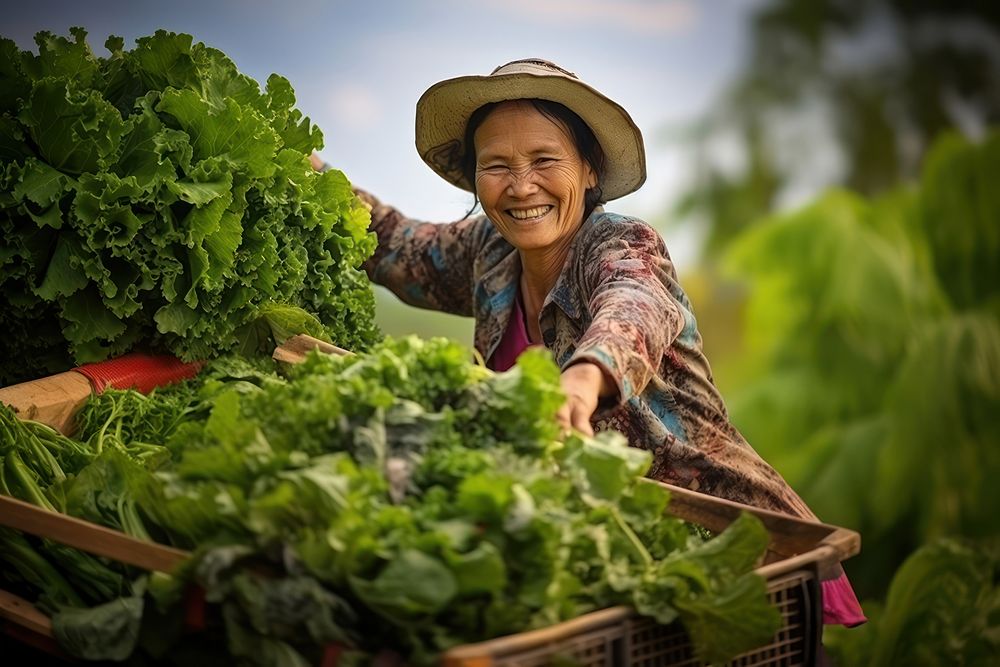 Vegetable harvesting gardening cheerful. 