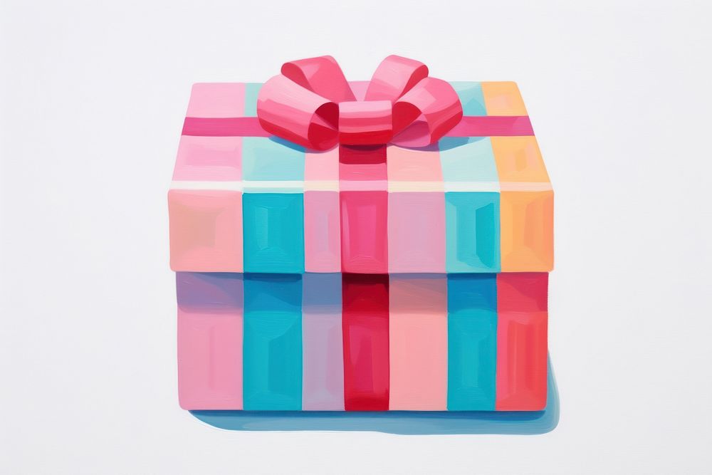 Present box paper gift white background. 