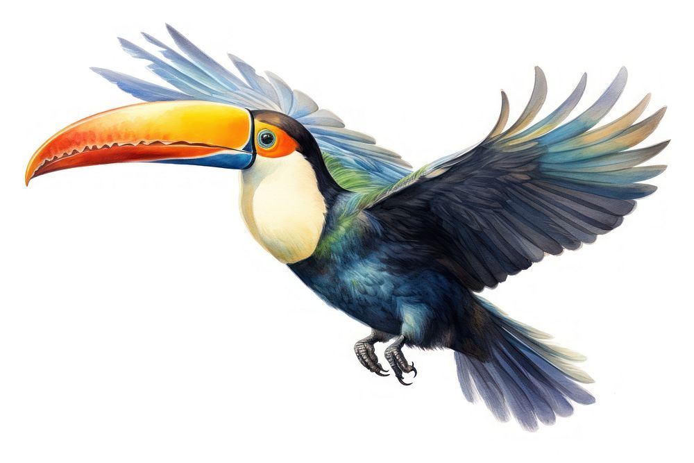 Toco toucan flying bird animal beak. AI generated Image by rawpixel.