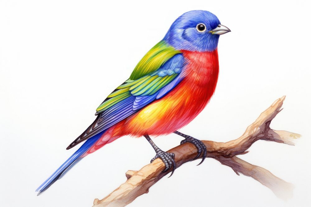Painted bunting bird drawing animal. AI generated Image by rawpixel.
