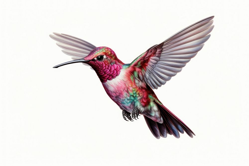 Hummingbird drawing animal flying. AI generated Image by rawpixel.