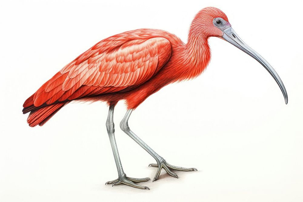 Ibis drawing animal bird. AI generated Image by rawpixel.