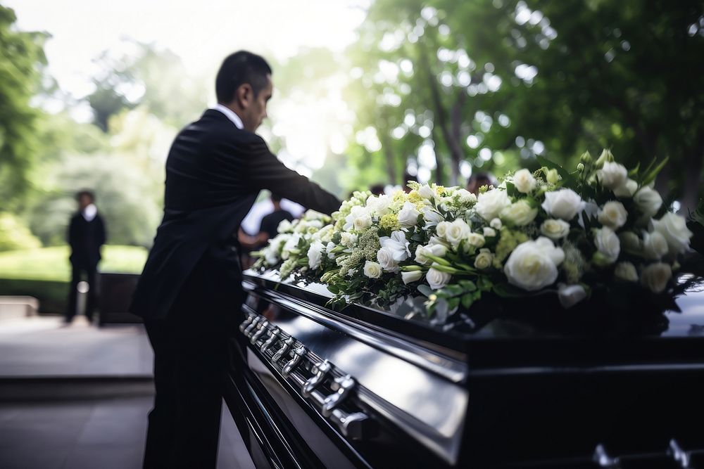 Funeral service flower coffin adult. AI generated Image by rawpixel.