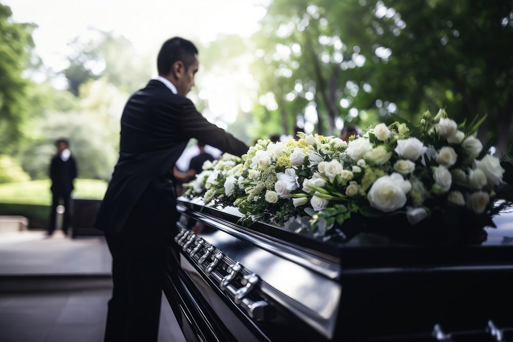 Funeral service flower coffin adult. 