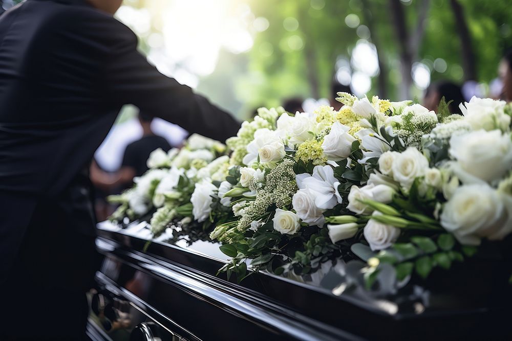 Funeral service flower coffin adult. AI generated Image by rawpixel.