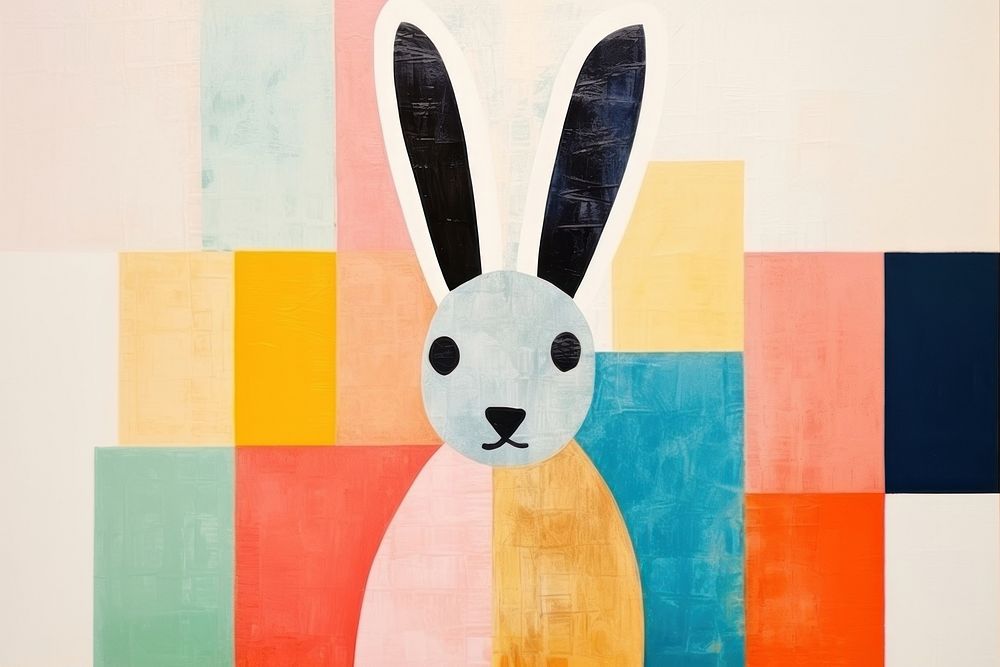 Simple rabbit art painting representation. AI generated Image by rawpixel.