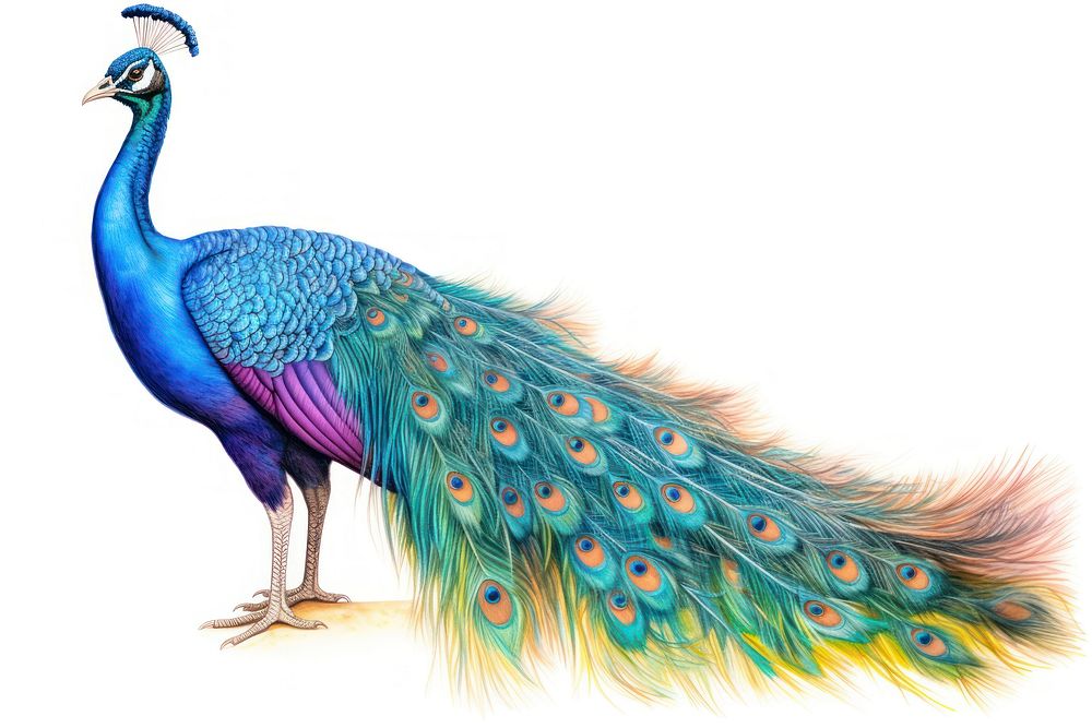 Indian peafowl spreading bird peacock animal. AI generated Image by rawpixel.
