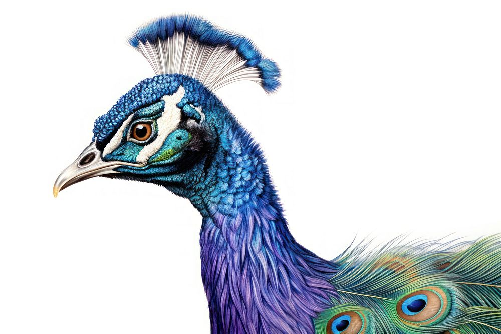 Indian Peafowl bird peacock drawing. AI generated Image by rawpixel.