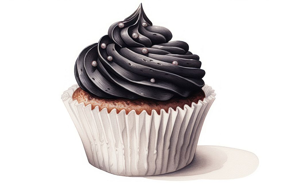 Black mini cupcake dessert cream food. AI generated Image by rawpixel.