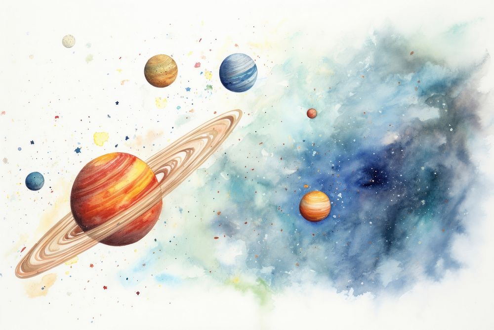 Solar system astronomy universe drawing. 