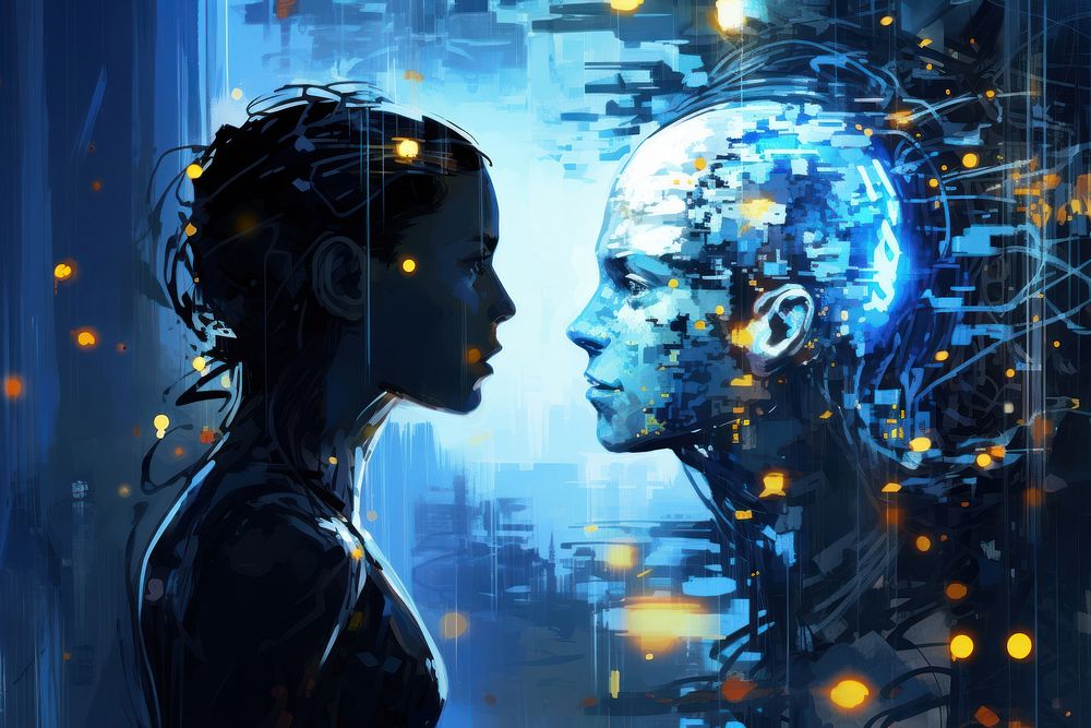 Artificial intelligence technology adult futuristic cyberspace. 