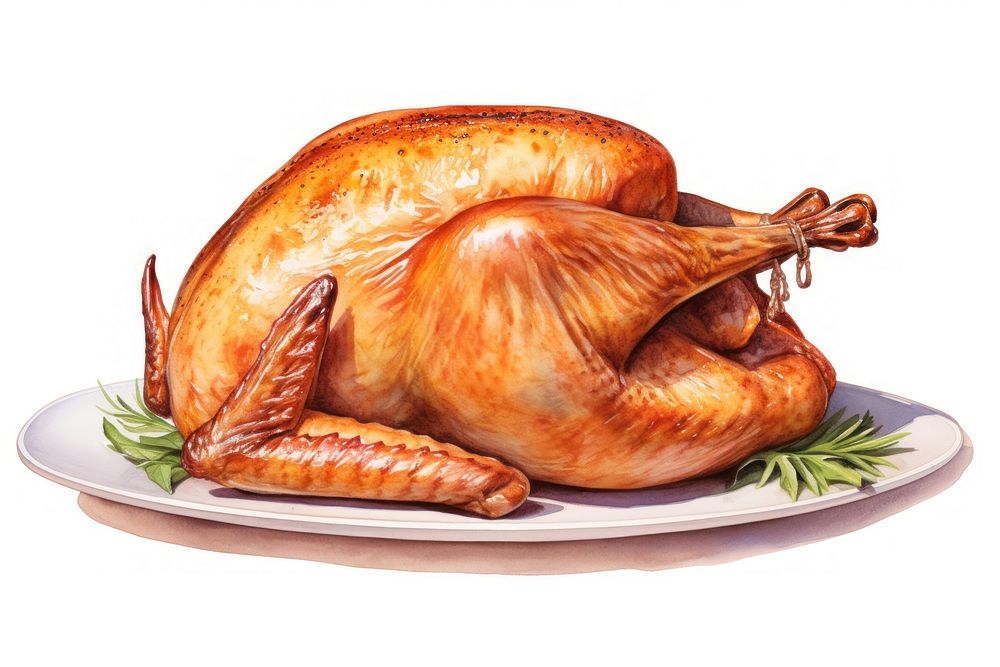 Roasted Turkey roasted drawing dinner. AI generated Image by rawpixel.