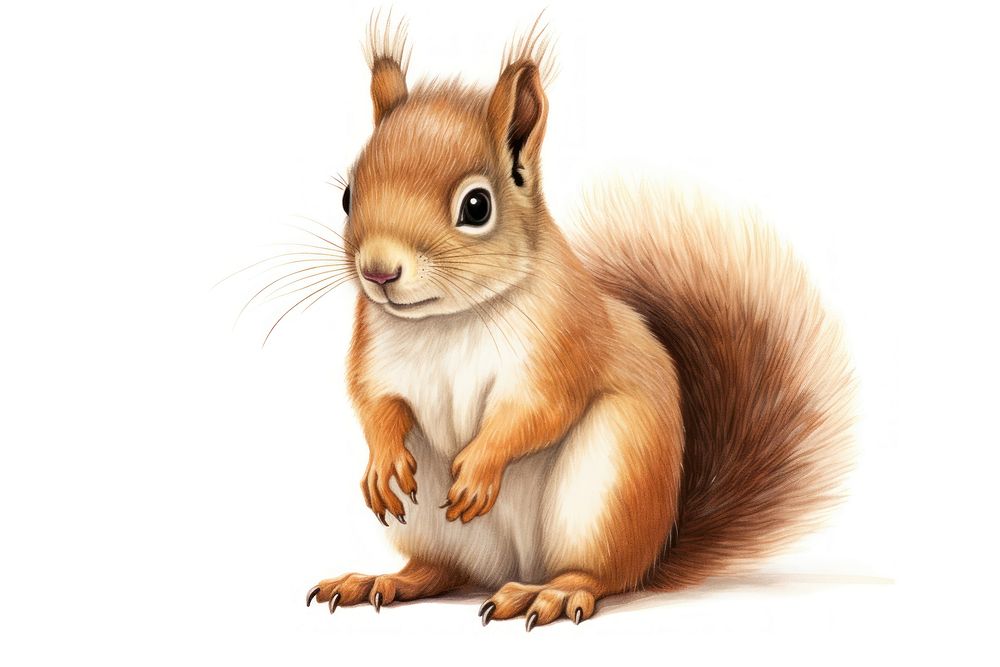 Baby squirrel drawing rodent mammal. AI generated Image by rawpixel.