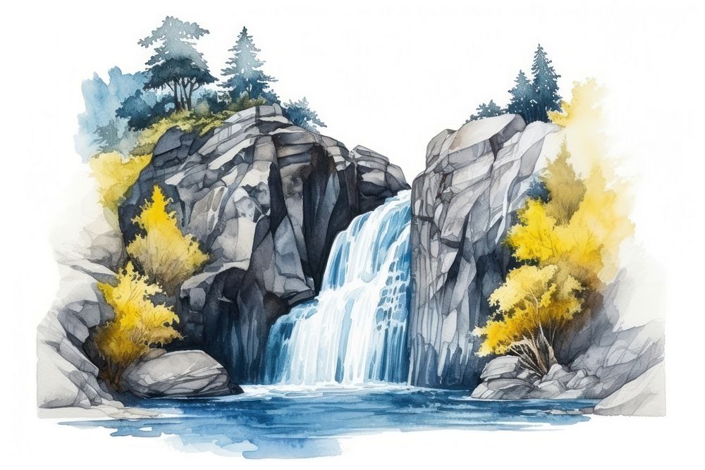 Waterfall outdoors painting nature. 