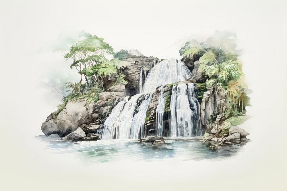 Waterfall outdoors nature plant. AI generated Image by rawpixel.