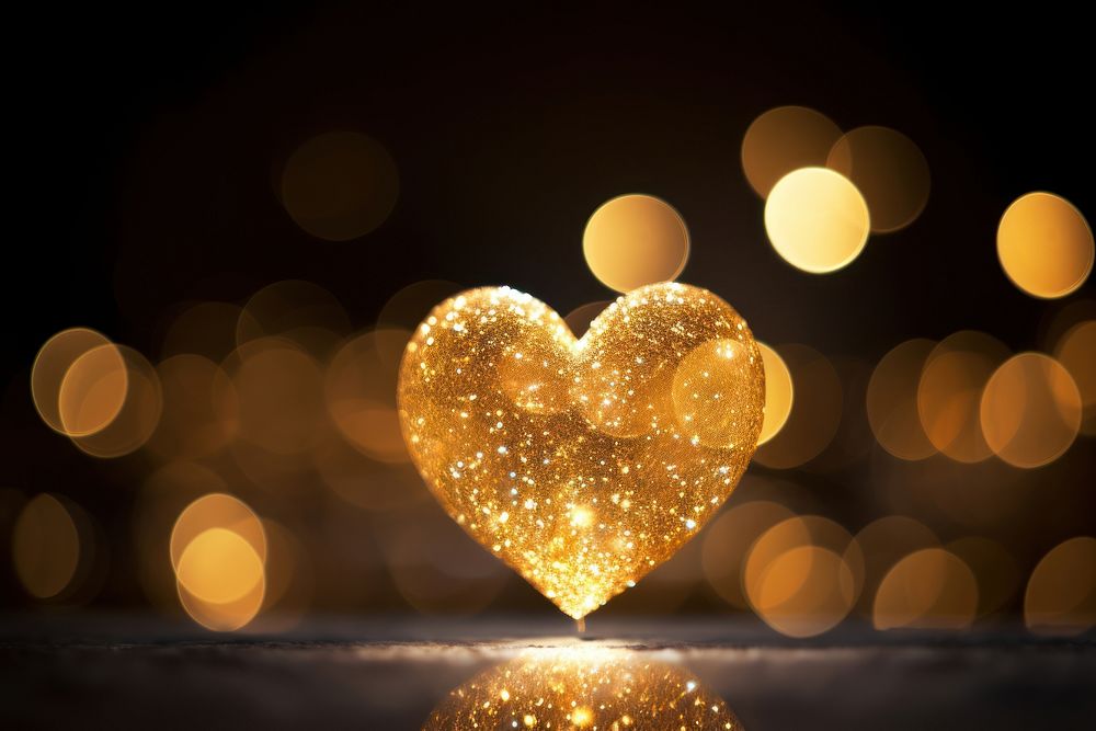 Gold heart glitter bokeh effect AI generated image by rawpixel