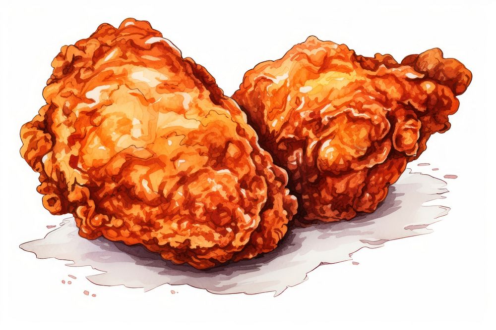 Fried chicken food white background freshness. AI generated Image by rawpixel.