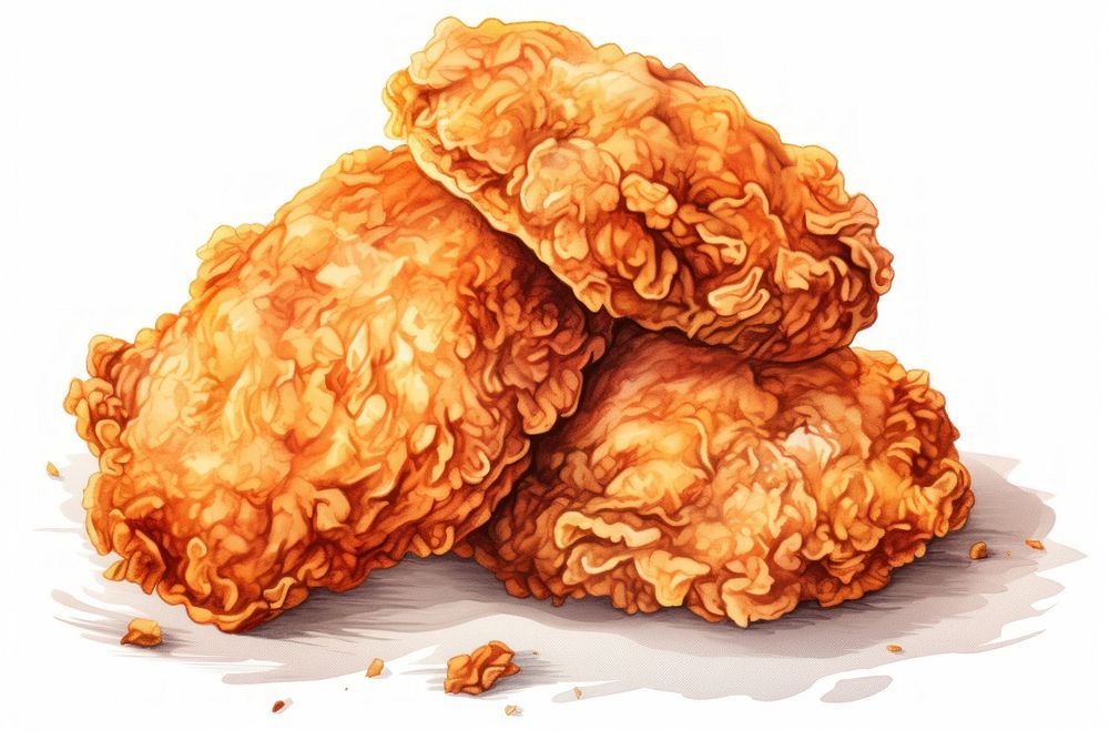 Fried chicken food dessert white background. AI generated Image by rawpixel.