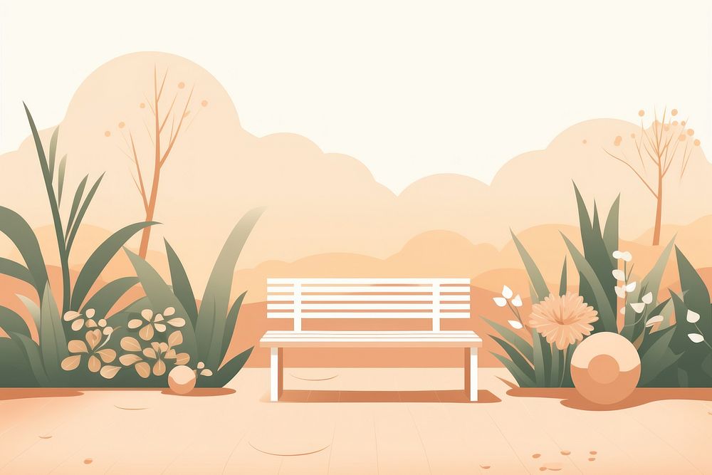 Outdoor garden outdoors furniture bench. AI generated Image by rawpixel.