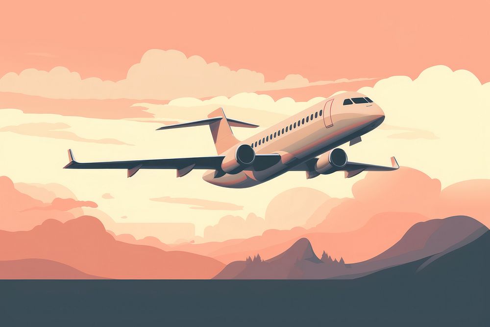 Plane aircraft airplane airliner. AI generated Image by rawpixel.