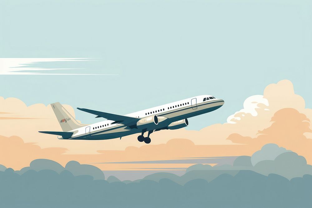 Plane aircraft airplane airliner. AI generated Image by rawpixel.