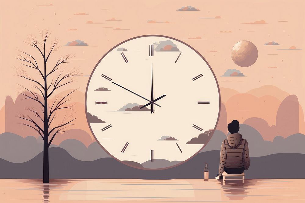 Time clock adult silhouette. AI generated Image by rawpixel.