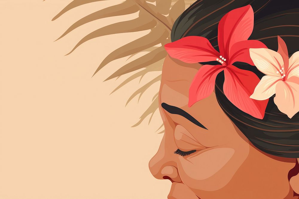 Hawaiian grandmother portrait plant face. AI generated Image by rawpixel.