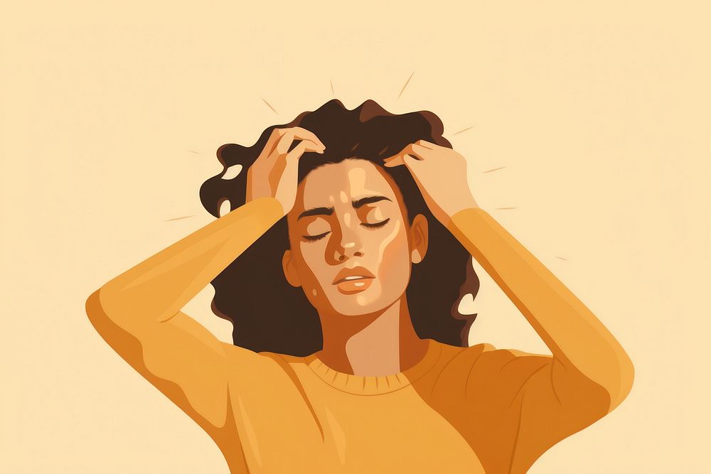 Woman migraine headache portrait adult disappointment. AI generated Image by rawpixel.