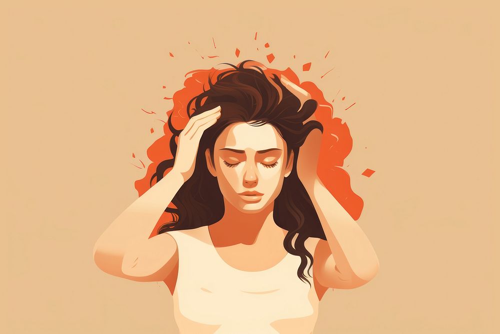 Woman migraine headache portrait adult disappointment. AI generated Image by rawpixel.